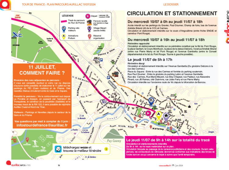 Plan Tour de France Aurillac